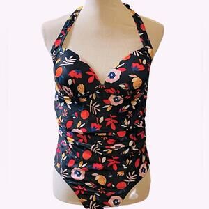 NWT Navy Blue Floral Swimsuit